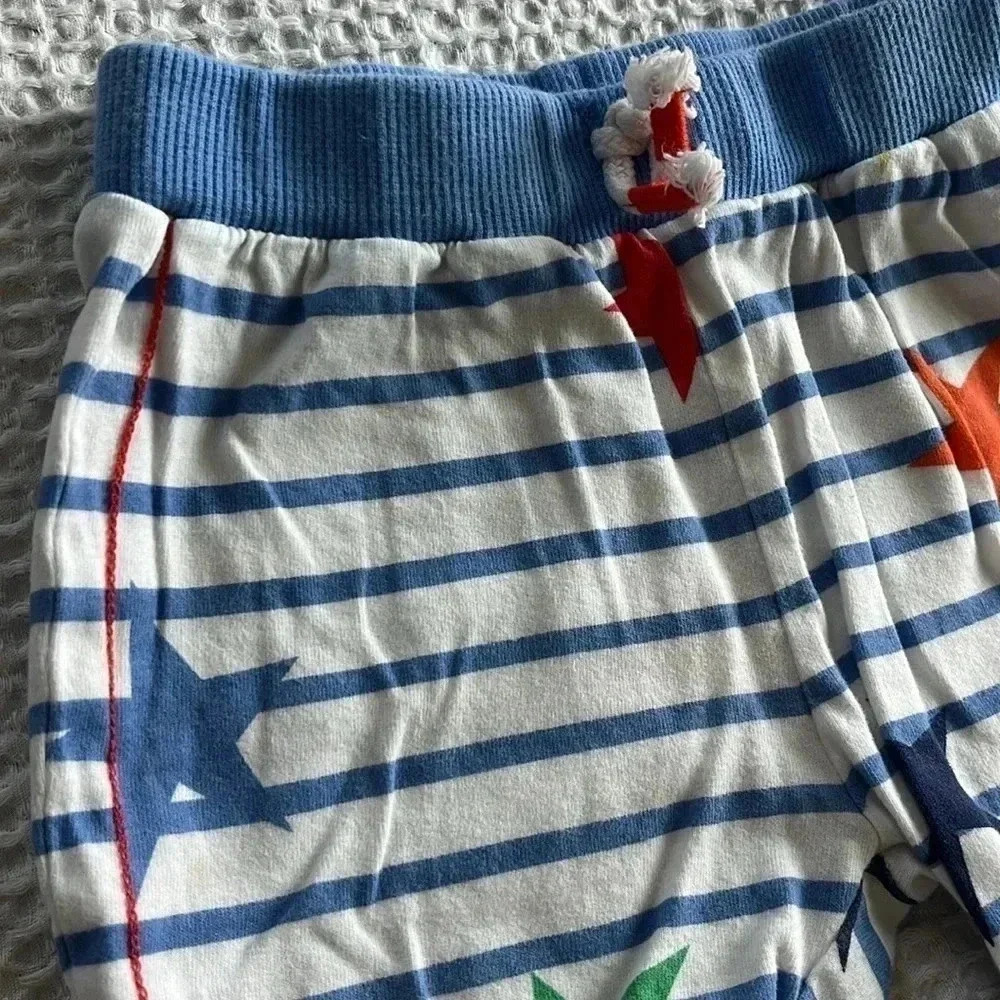 JOULES Infant 9-12mo Stars Striped Blue White Cotton Shorts Cuffed Hem